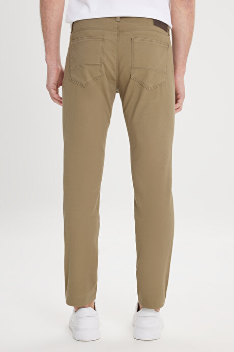 Slim Fit Dar Kesim 5 Cep Armürlü Esnek Yeşil Pantolon resmi