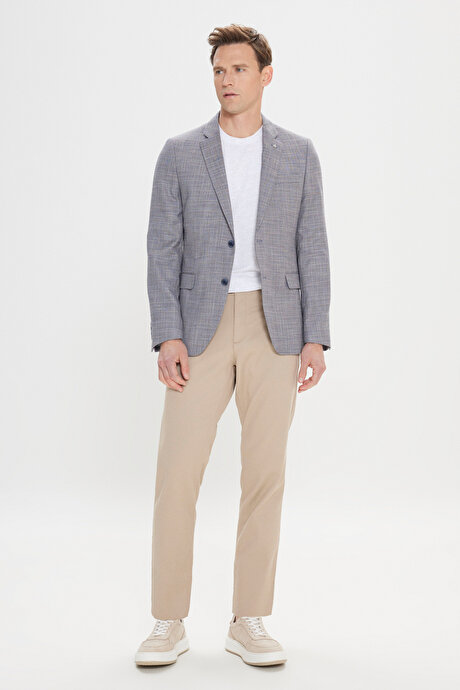 Comfort Fit Rahat Kesim Mono Yaka Casual Lacivert Ceket resmi