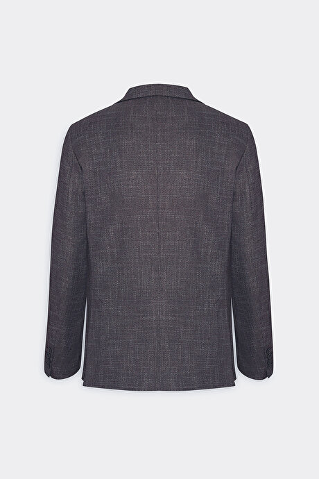 Slim Fit Dar Kesim Mono Yaka Desenli Siyah-Bordo Ceket resmi