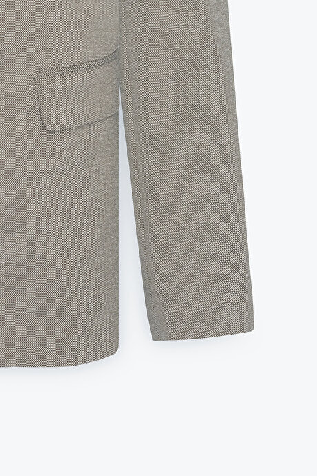360 Her Yöne Esneyen Slim Fit Dar Kesim Mono Yaka Haki Ceket resmi
