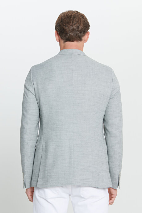 Slim Fit Dar Kesim Mono Yaka Kapak Cepli Diagonal Esnek Yeşil Ceket resmi