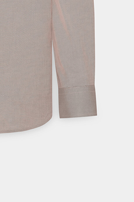 Slim Fit Dar Kesim Düğmeli Yaka Pamuklu Oxford Vizon Gömlek resmi
