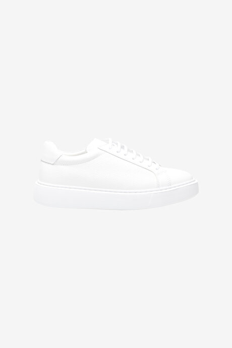 %100 Deri Sneaker Beyaz Ayakkabı resmi