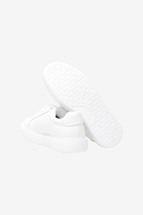 %100 Deri Sneaker Beyaz Ayakkabı resmi