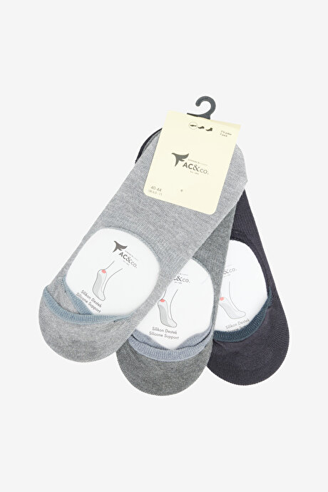 3'lü Paket Yumuşak Dokulu Babet Antrasit-Gri Çorap resmi