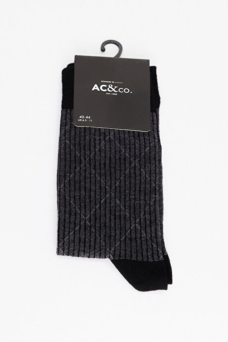 Desenli Bambu Tekli Siyah Çorap resmi