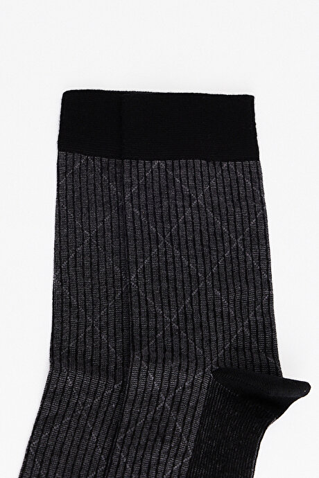 Desenli Bambu Tekli Siyah Çorap resmi