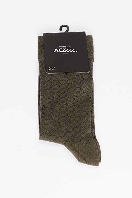 Desenli Tekli Yeşil-Lacivert Çorap resmi