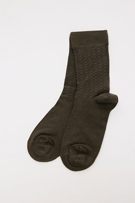 Desenli Tekli Yeşil-Lacivert Çorap resmi