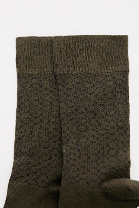 Desenli Tekli Yeşil-Lacivert Çorap resmi