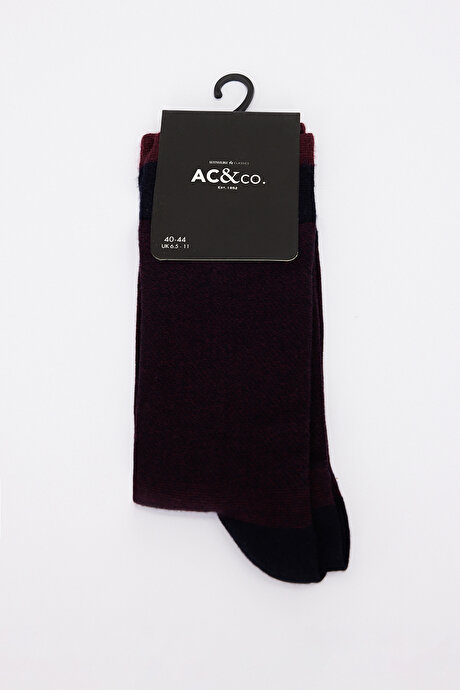 Desenli Tekli Lacivert-Bordo Çorap resmi