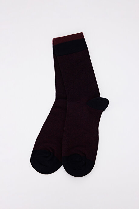 Desenli Tekli Lacivert-Bordo Çorap resmi