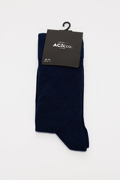 Desenli Bambu Tekli Lacivert Çorap resmi