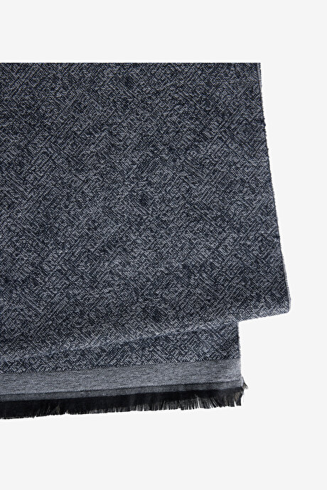 Desenli Sıcak Tutan Lacivert-Gri Atkı resmi