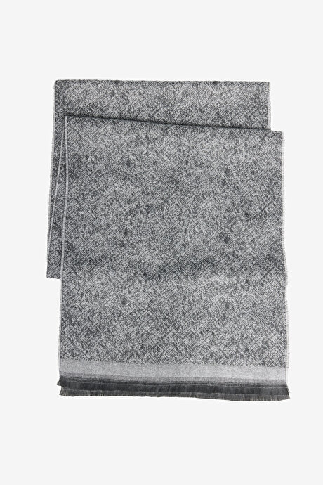 Desenli Sıcak Tutan Siyah-Gri Atkı resmi