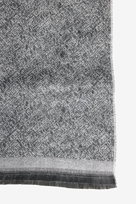 Desenli Sıcak Tutan Siyah-Gri Atkı resmi