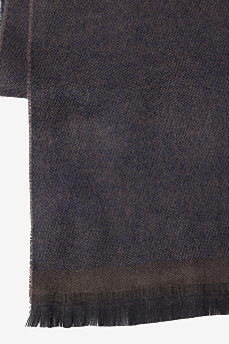 Desenli Sıcak Tutan Kahverengi-Lacivert Atkı resmi