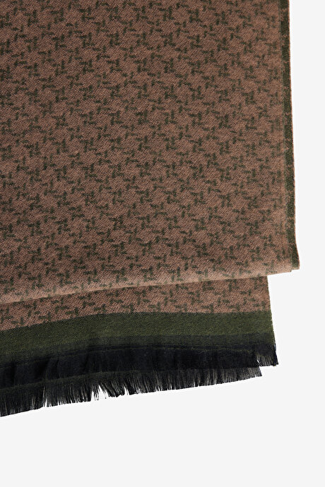 Desenli Sıcak Tutan Yeşil-Bej Atkı resmi