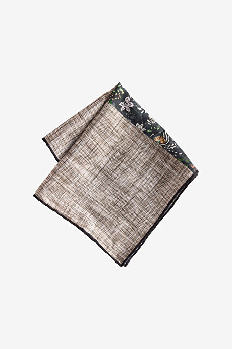 Desenli Antrasit Bej Mendil resmi