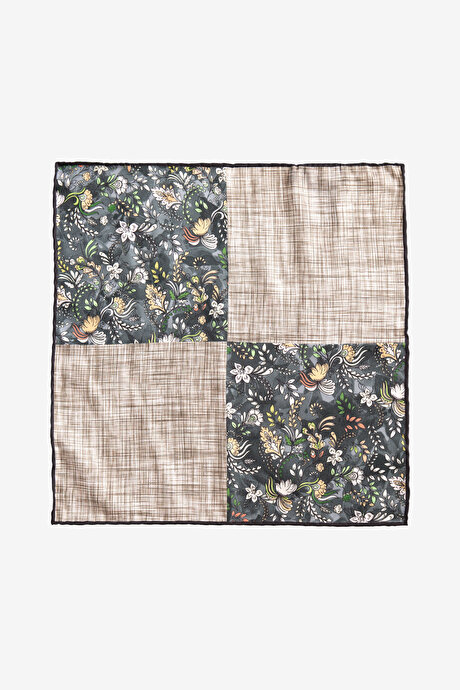 Desenli Antrasit Bej Mendil resmi