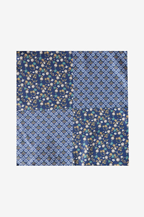 Desenli Lacivert-Bej Mendil resmi