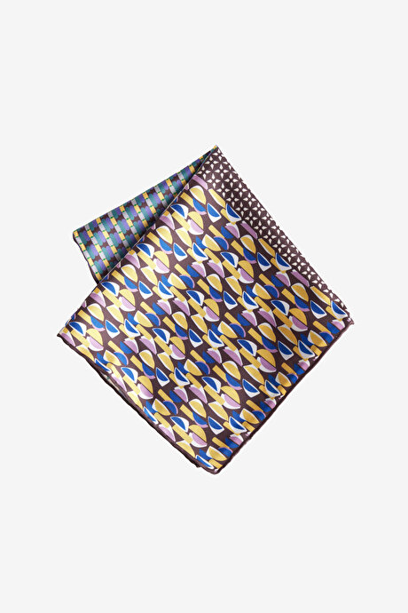 Desenli Mürdüm-Gri Mendil resmi