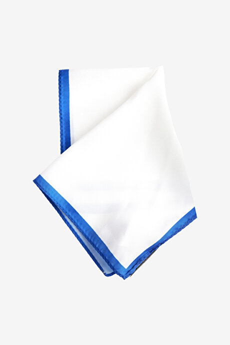 Desenli Beyaz-Saks Mendil resmi