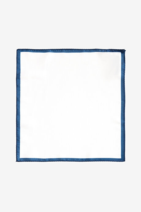 Desenli Beyaz-Lacivert Mendil resmi