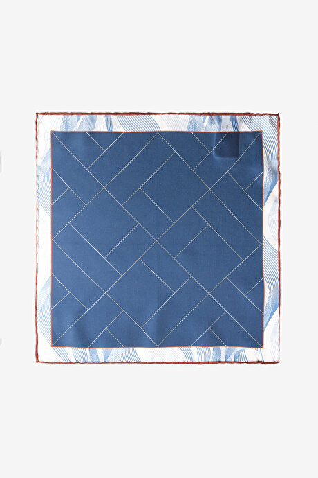 Desenli Lacivert-Beyaz Mendil resmi