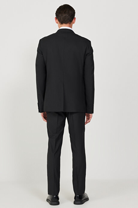 Slim Fit Dar Kesim Su Geçirmez Nano 8 Drop Siyah Takım Elbise resmi