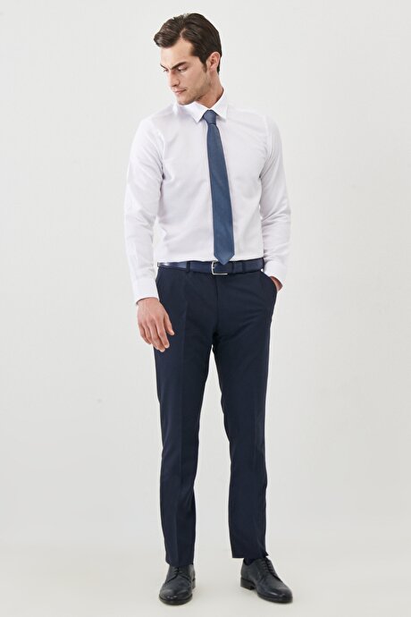 Su Geçirmez Regular Fit Geniş Kesim Mono Yaka Nano Lacivert Takım Elbise resmi