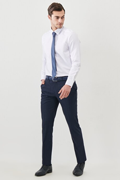 Su Geçirmez Regular Fit Geniş Kesim Mono Yaka Nano Lacivert Takım Elbise resmi