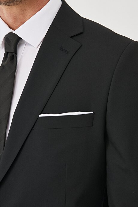 Regular Fit Geniş Kesim Mono Yaka Siyah Takım Elbise resmi