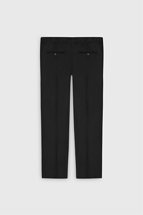 Regular Fit Rahat Kesim Mono Yaka Armürlü Siyah Takım Elbise resmi