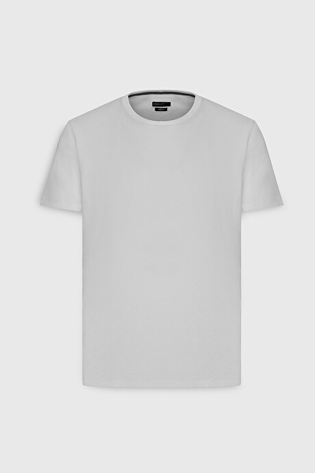 Slim Fit Dar Kesim Bisiklet Yaka Kısa Kollu Yumuşak Tuşeli Basic Beyaz Tişört resmi