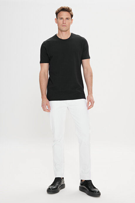 Slim Fit Dar Kesim Bisiklet Yaka Kısa Kollu Yumuşak Tuşeli Basic Siyah Tişört resmi