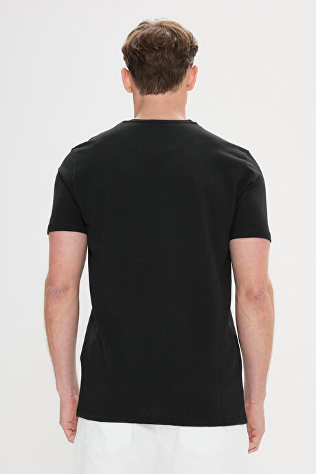 Slim Fit Dar Kesim Bisiklet Yaka Kısa Kollu Yumuşak Tuşeli Basic Siyah Tişört resmi
