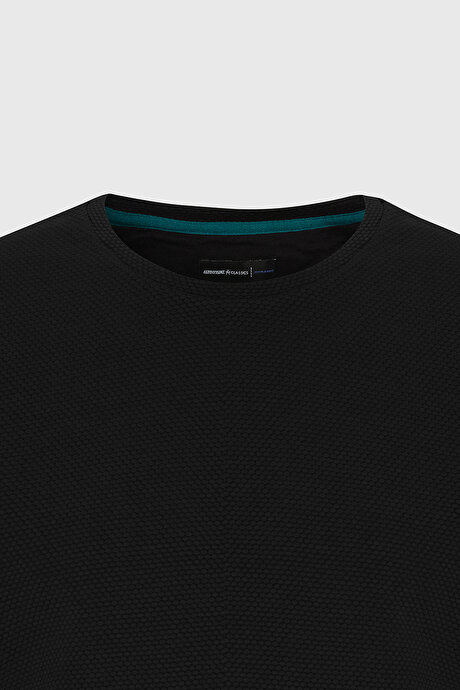 Slim Fit Dar Kesim Bisiklet Yaka Kısa Kollu Yumuşak Tuşeli Basic Siyah Tişört resmi