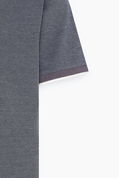 Slim Fit Dar Kesim Pamuklu Polo Yaka Antrasit Tişört resmi