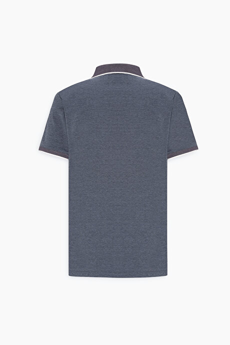 Slim Fit Dar Kesim Pamuklu Polo Yaka Antrasit Tişört resmi