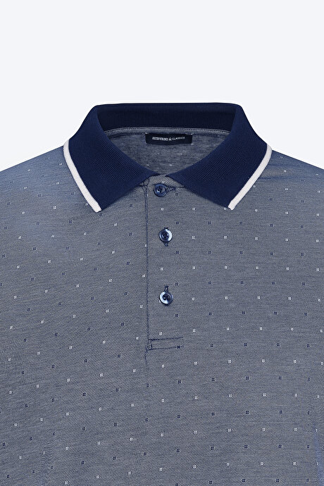 Regular Fit Rahat Kesim Polo Yaka Pamuklu Cepli Lacivert Tişört resmi