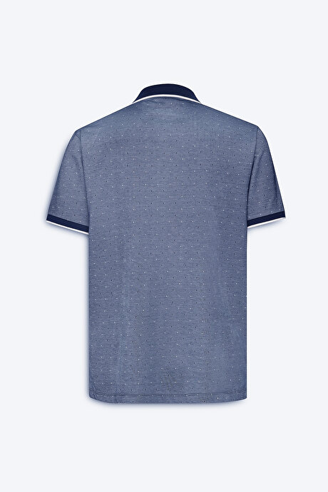 Regular Fit Rahat Kesim Polo Yaka Pamuklu Cepli Lacivert Tişört resmi