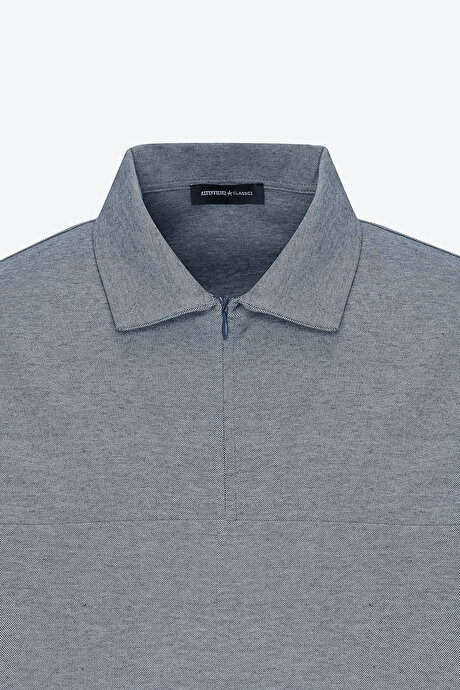 Slim Fit Dar Kesim Pamuklu Polo Yaka Lacivert Tişört resmi