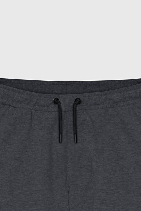 Standart Fit Beli ve Paçası Lastikli Rahat Spor Antrasit-Melanj Eşofman Altı resmi