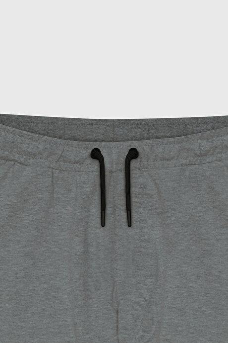 Standart Fit Beli ve Paçası Lastikli Rahat Spor Gri Melanj Eşofman Altı resmi