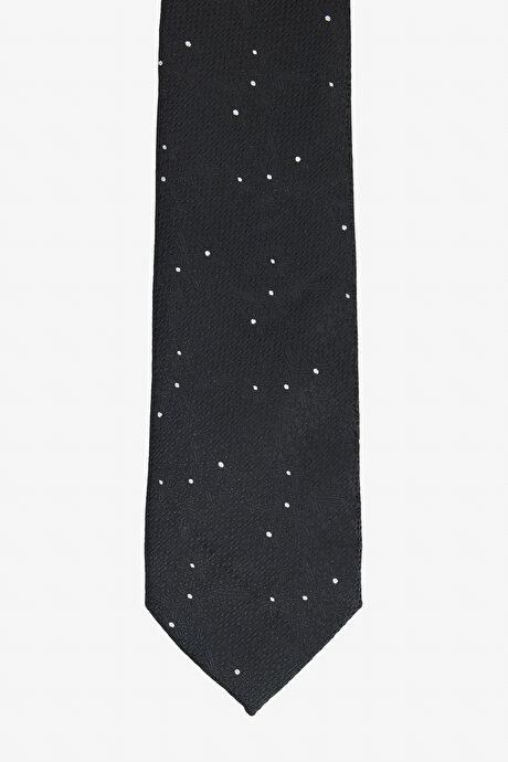Desenli İpek Siyah-Gri Kravat resmi