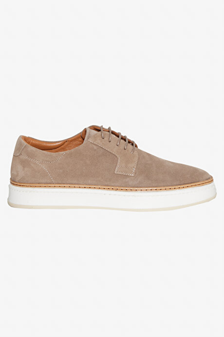 %100 Deri Esnek Rahat Taban Sneaker Vizon Ayakkabı resmi