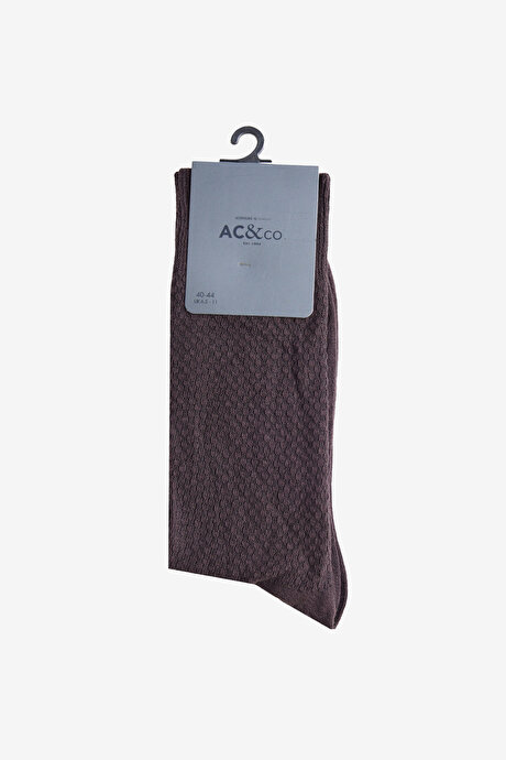 Yumuşak Dokulu Desenli Tekli Soket Kahverengi Çorap resmi