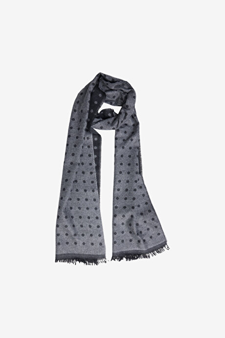 Desenli Yumuşak Dokulu Gri-Siyah Atkı resmi