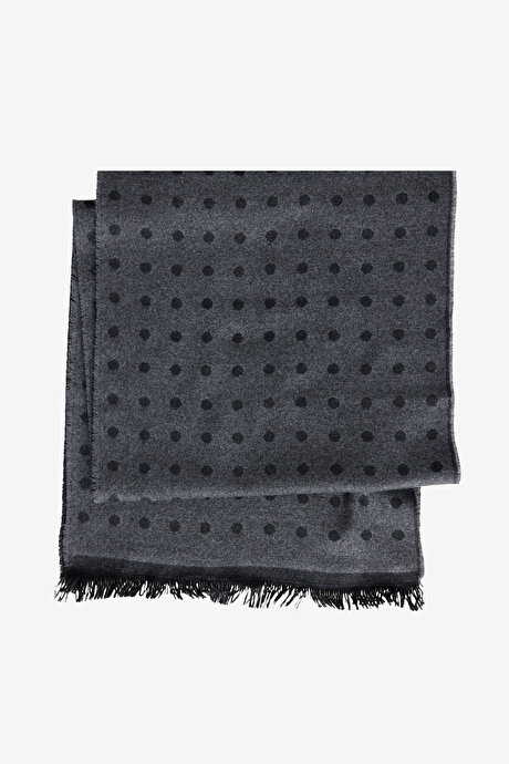 Desenli Yumuşak Dokulu Gri-Siyah Atkı resmi